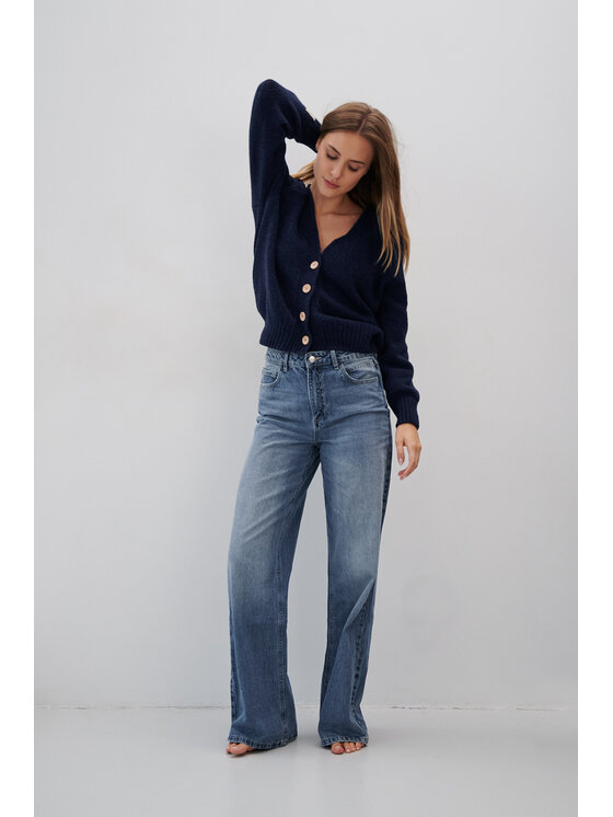 Fobya Fobya Kardigan F2060 Granatowy Basic Fit