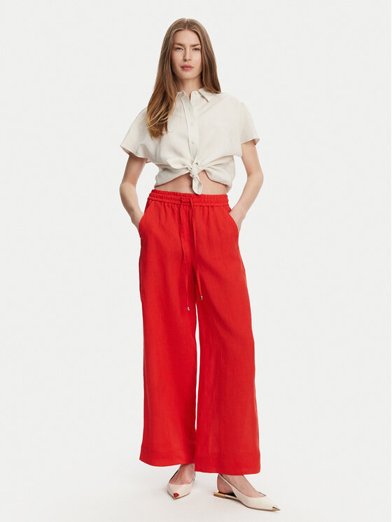 Marella Marella Kalhoty z materiálu Mattino 2513131084 Červená Wide Leg