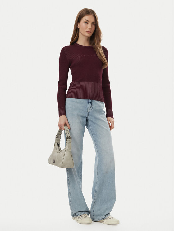 Guess Jeans Guess Jeans Μπλουζάκι W6BR04 Z1247 Μπορντό Slim Fit