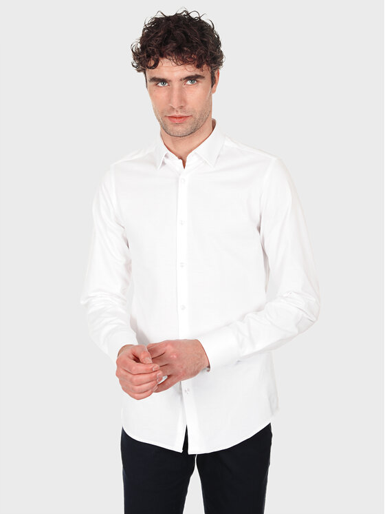 Evenemen Evenemen Koszula dzianinowa STICKAT Biały Slim Fit