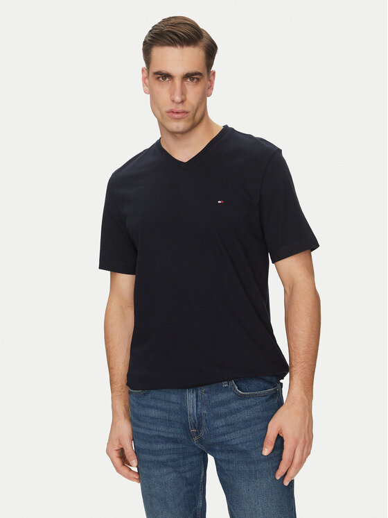 Tommy Hilfiger Tommy Hilfiger T-Shirt Essential V-Neck Tee MW0MW39249 Tmavomodrá Regular Fit