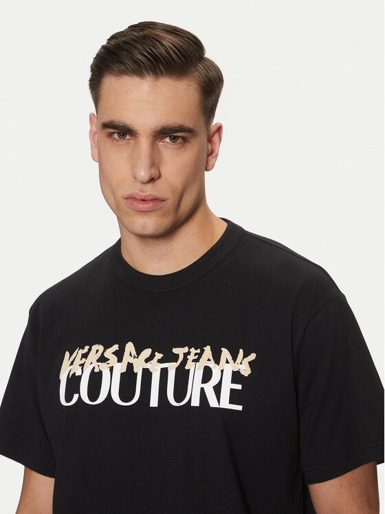 Versace Jeans Couture T-Shirt 78GAHE06 Czarny Regular Fit