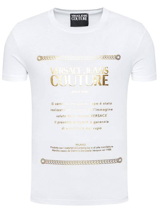 Versace Jeans Couture Versace Jeans Couture Tričko Garanzia Foil 71GAHT01 Biela Regular Fit