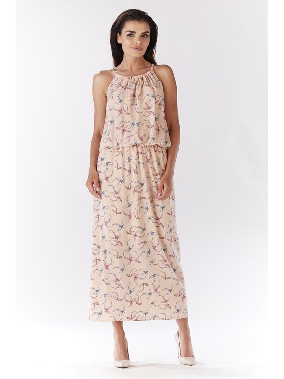 Awama Awama Sukienka letnia A184 Różowy Basic Fit
