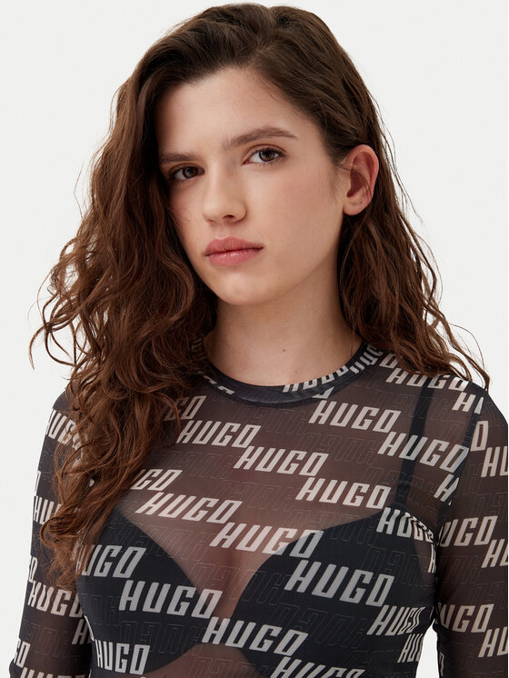 HUGO HUGO Pikkade varrukatega T-särk 50534837 Must Slim Fit