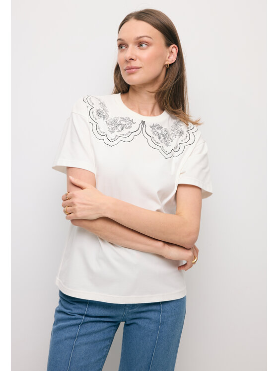 BIZUU BIZUU T-Shirt COLLARY Bílá Standard Fit