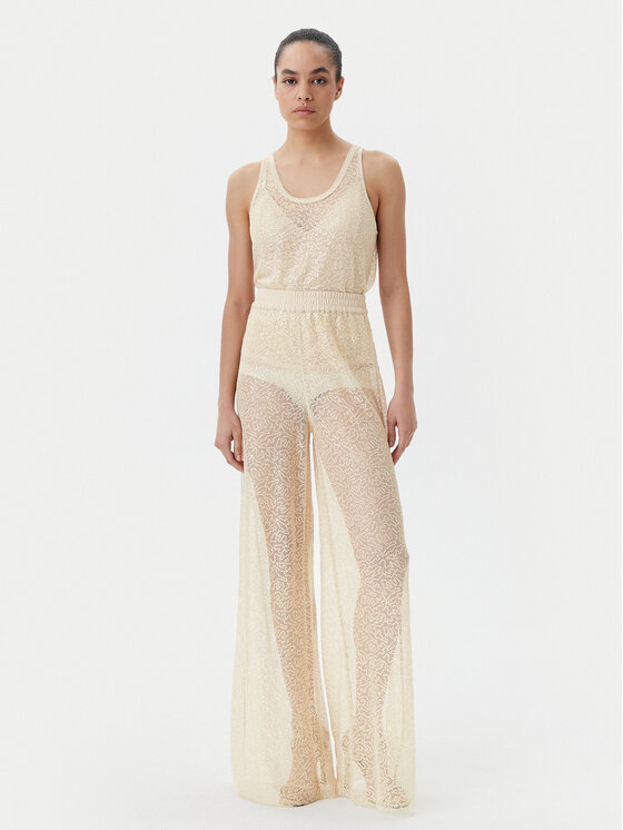 PINKO PINKO Spodnie palazzo 105009 A2EX Beżowy Regular Fit