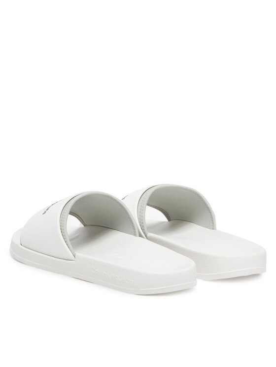 Calvin Klein Jeans Calvin Klein Jeans Şlapi Slide Rubber Neoprene Monologo YM0YM00361 Alb