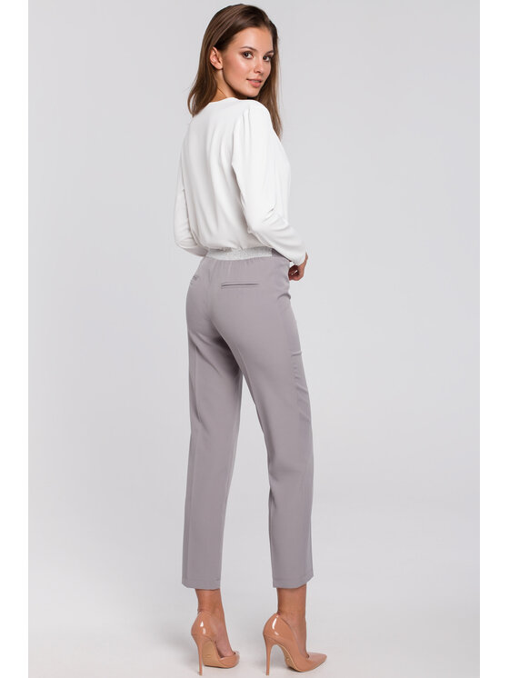 Makover Makover Dámské kalhoty K035 Šedá Regular Fit