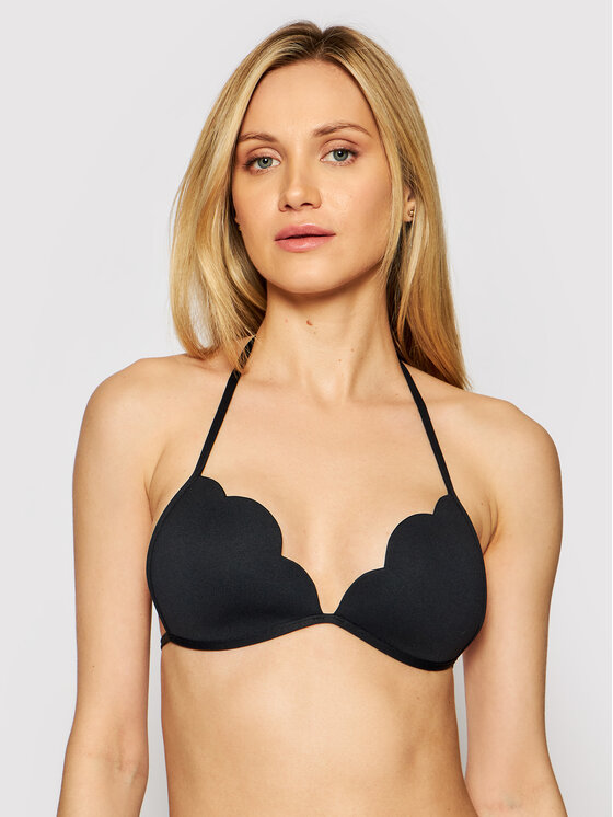 Seafolly Gornji del bikini Petal Edge Fixed Tri 31143-065 Črna