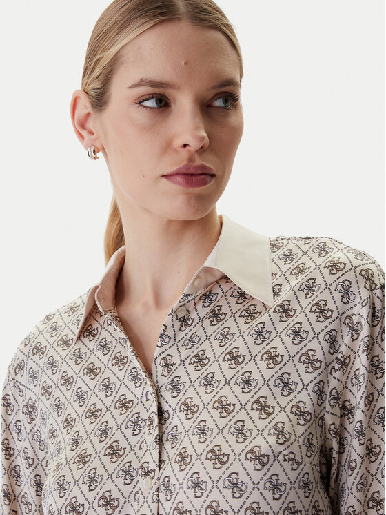 Guess Guess Marškiniai W4YH47 WF1T2 Smėlio Regular Fit