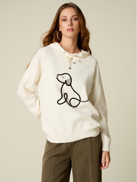 Oltre Oltre Sweter M349J005604N011 Biały Regular Fit