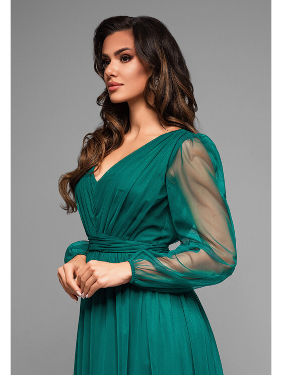Ombre Ombre Sukienka koktajlowa LA-OM-DLR007 Zielony Regular Fit