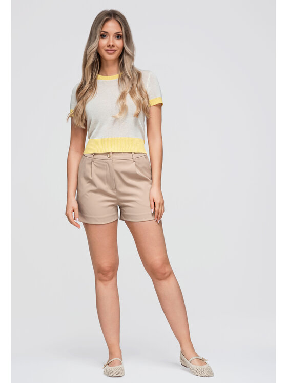 Ombre Ombre Szorty materiałowe OW-ST-E0018 Beżowy Slim Fit