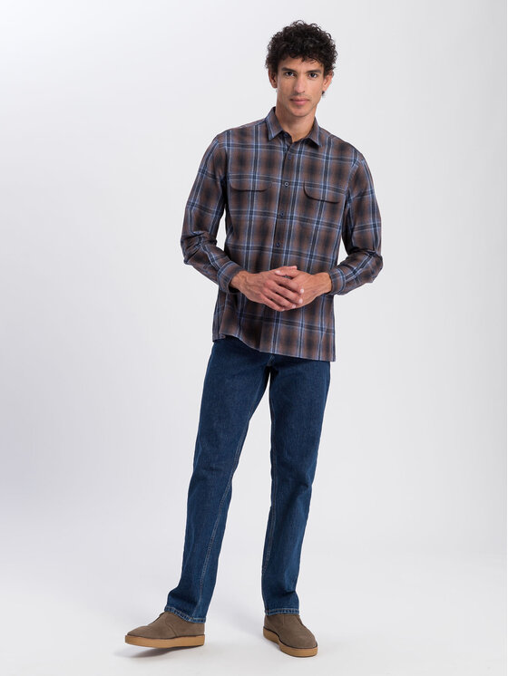 Cross Jeans Cross Jeans Koszula 35491-245 Brązowy Regular Fit