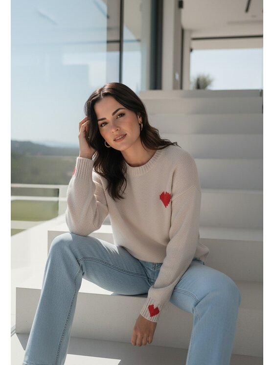FIGL FIGL Sweter M1240 Beżowy Regular Fit