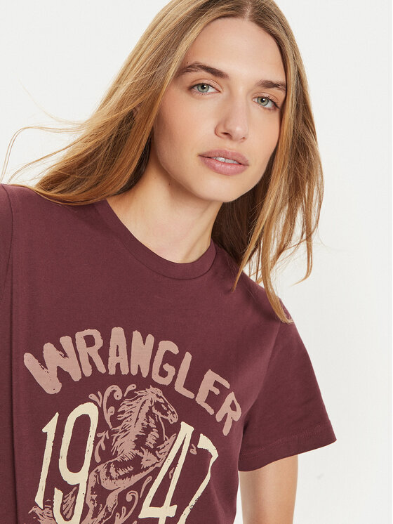 Wrangler Wrangler T-Shirt Graphic 112356427 Bordowy Regular Fit