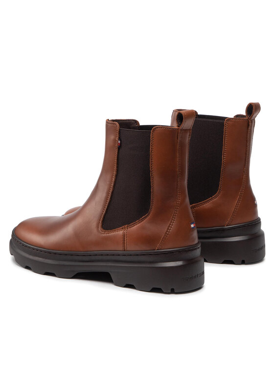 Tommy Hilfiger Tommy Hilfiger Μποτάκια με λάστιχο Comfort Hilfiger Leather Chelsea FM0FM04193 Καφέ