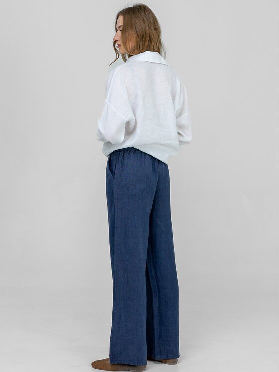 Perso Perso Spodnie materiałowe PTE266362F Granatowy Wide Leg