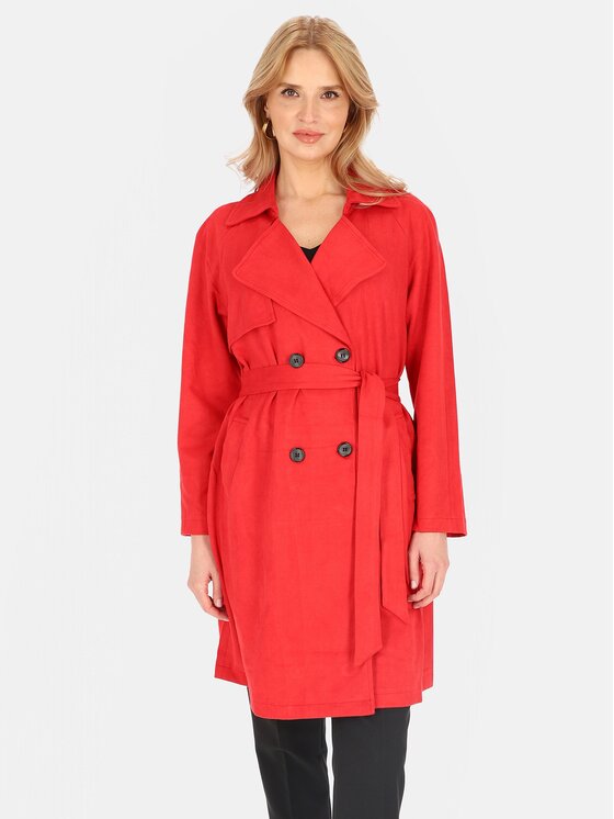 Perso Perso Płaszcz przejściowy BLE252325F Czerwony Regular Fit