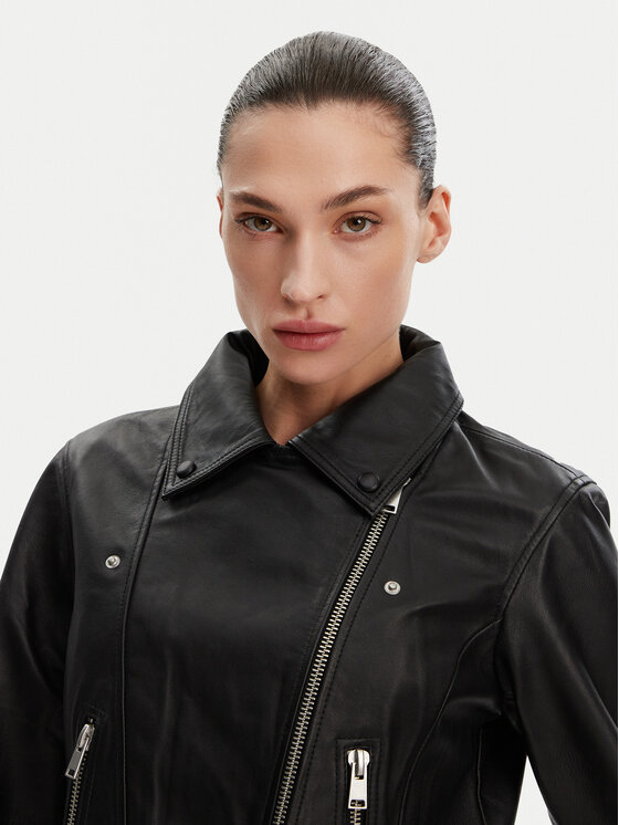 French Connection French Connection Kožená bunda 7DZI5 Čierna Regular Fit