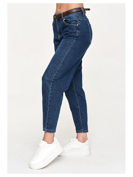 Makadamia Makadamia Jeansy C72 Granatowy Baggy Fit