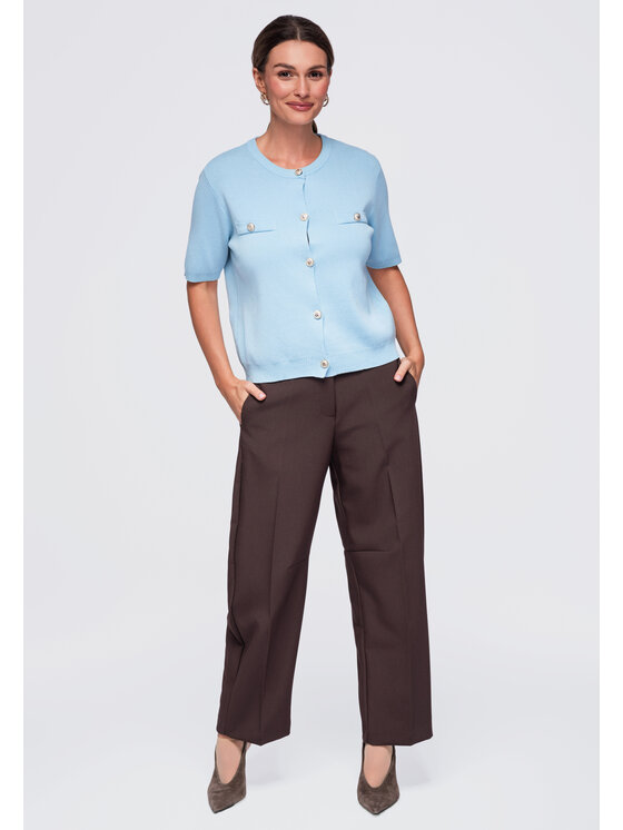 Ombre Ombre Bluzka OW-TS-E0084 Niebieski Regular Fit