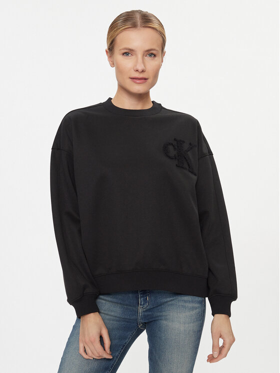 Calvin Klein Jeans Calvin Klein Jeans Μπλούζα Chenille J20J221729 Μαύρο Regular Fit