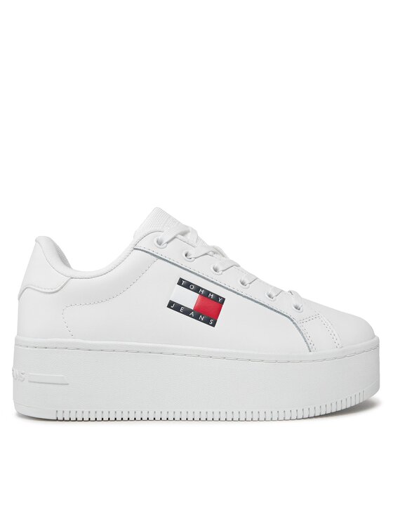 Tommy Jeans Snīkeri Tjw Flatform Ess EN0EN02518 Balts