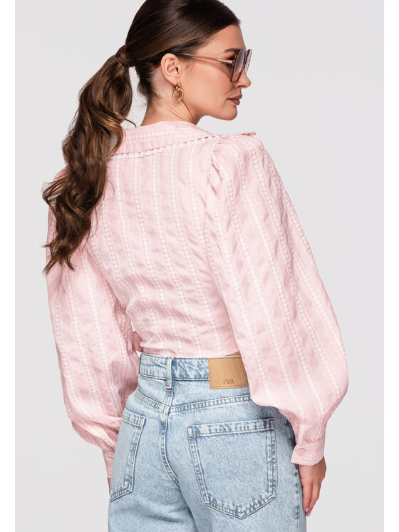 Ombre Ombre Bluzka OW-TS-E0029 Różowy Slim Fit