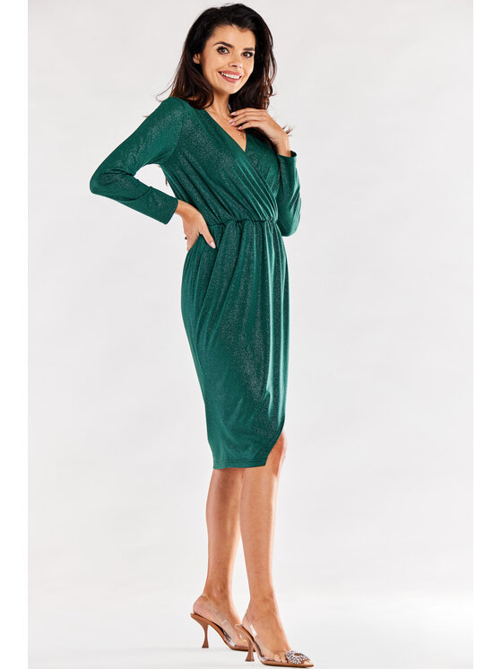 Awama Awama Sukienka wieczorowa A548 Zielony Basic Fit