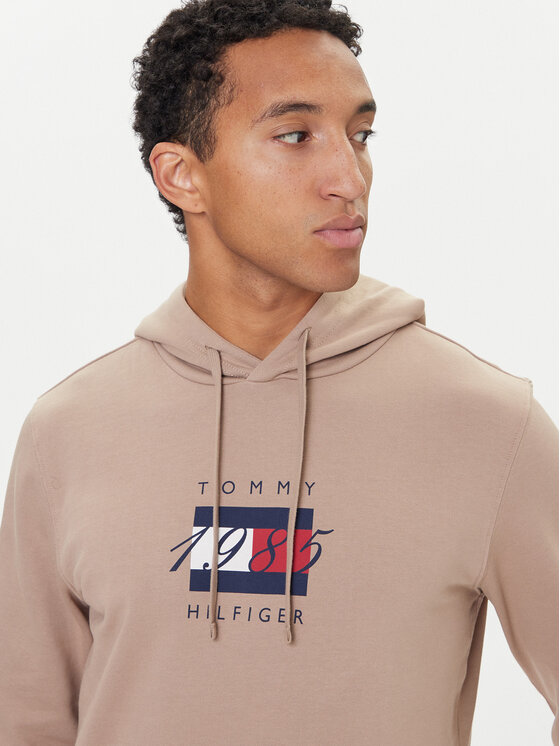 Tommy Hilfiger Tommy Hilfiger Mikina Linear Flag MW0MW41332 Béžová Regular Fit