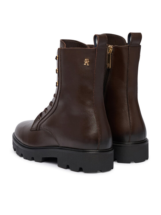 Tommy Hilfiger Tommy Hilfiger Šnurovacia obuv TH Stud Leather Lace-Up Boot FW0FW09571 Hnedá