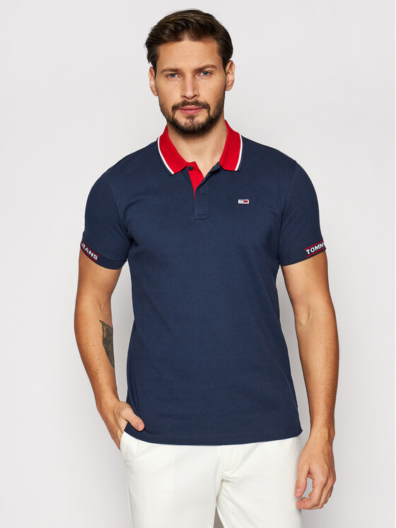 Tommy Jeans Polo Detail Rib Jaquard DM0DM10326 Blu scuro Regular Fit •  Modivo.it