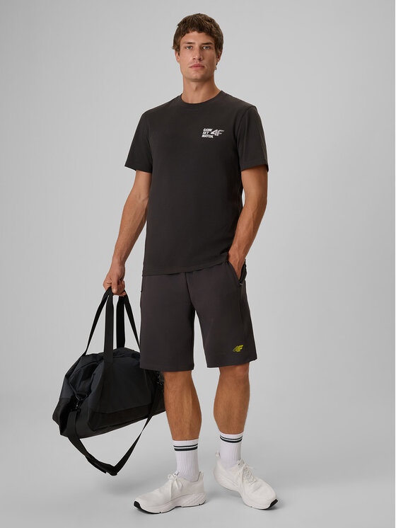 4F 4F T-Shirt ESSENTIAL Szary ciemny Regular Fit