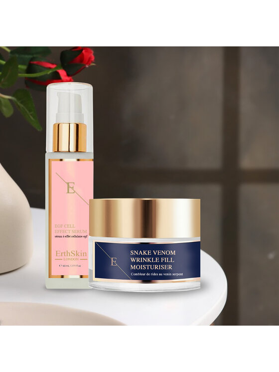 Erthskin London Erthskin London Nawilżający krem ​​wypełniający zmarszczki z jadem węża + SERUM Z EFEKTEM KOMÓREK EGF Krem na dzień i na noc