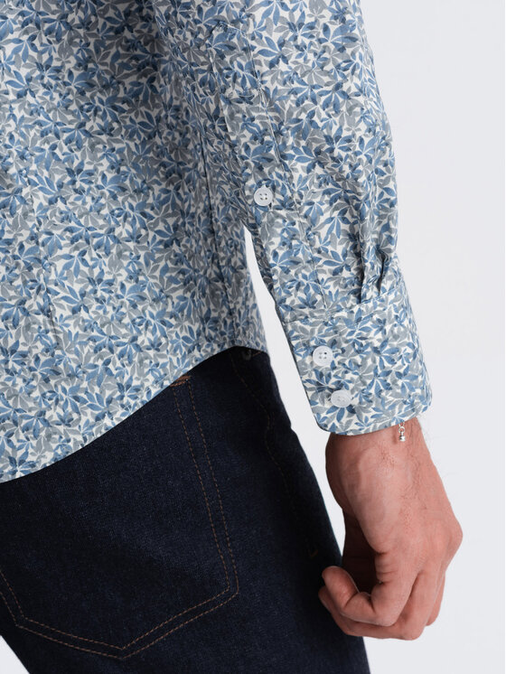Ombre Ombre Košile OM-SHPS-0163 Šedá Slim Fit