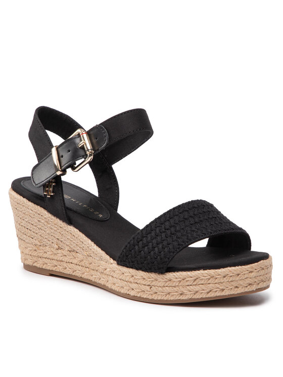 Tommy Hilfiger Tommy Hilfiger Espadrilles Th Textured Low Wedge Sandal FW0FW06555 Melns