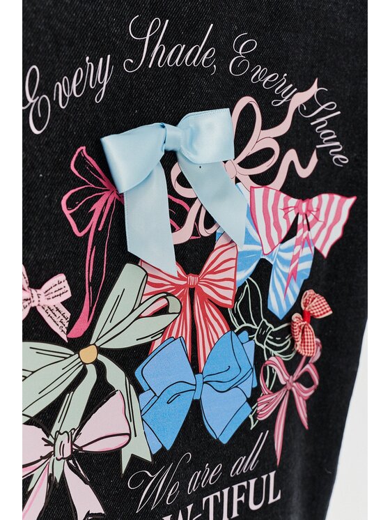 NAOKO NAOKO Džínsová bunda Bow-Tiful Čierna Regular Fit