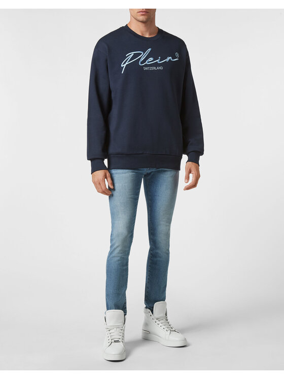 PHILIPP PLEIN PHILIPP PLEIN Bluza 5003 Granatowy Regular Fit