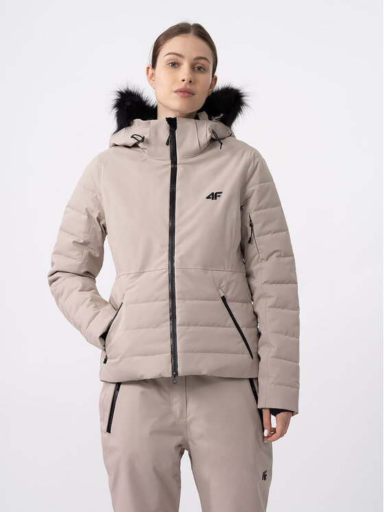 4F 4F Slidinėjimo striukė 4FAW23TTJAF337 Smėlio Slim Fit