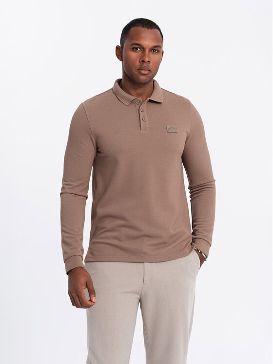 Ombre Ombre Longsleeve OM-POLS-0131 Brązowy Regular Fit
