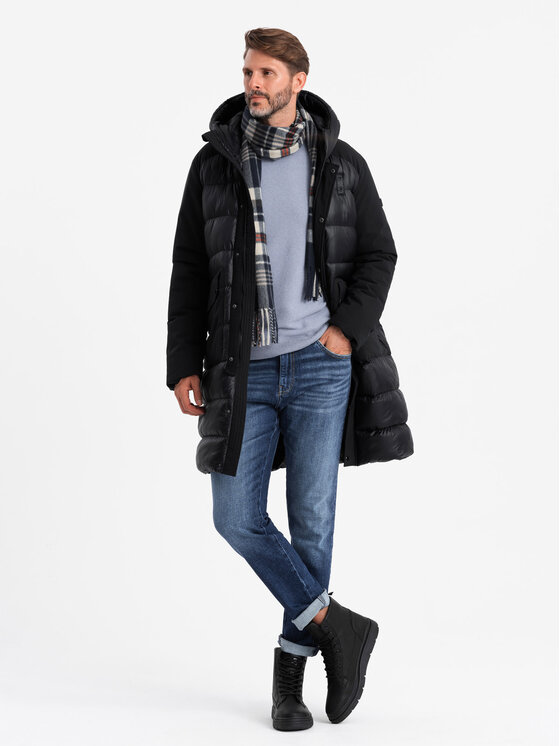 Ombre Ombre Kurtka puchowa OM-JALJ-0165 Czarny Regular Fit