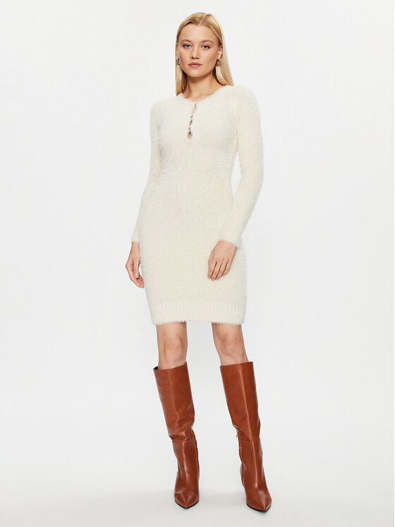 Guess Guess Strickkleid Adele W3BK42 Z3A70 Écru Slim Fit