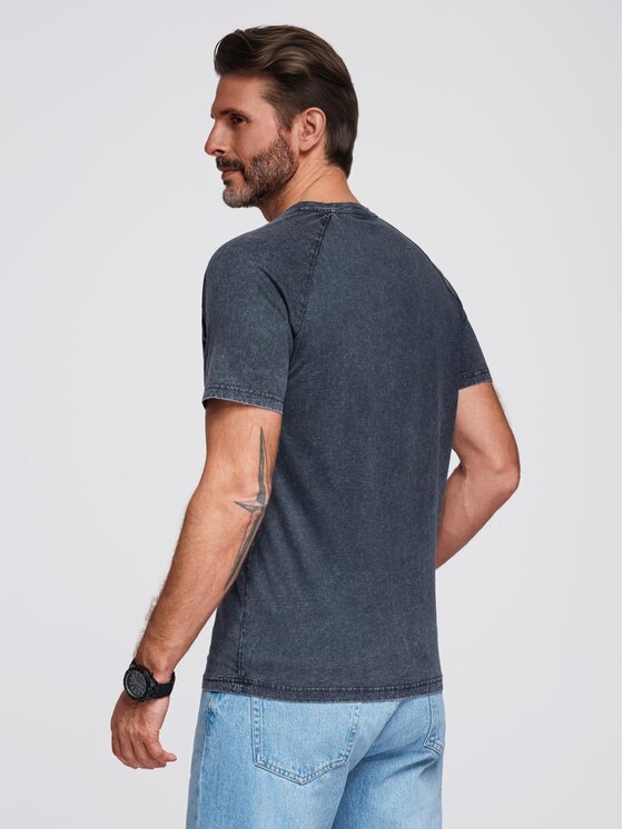 Ombre Ombre T-Shirt OM-TSWT-0150 Granatowy Regular Fit