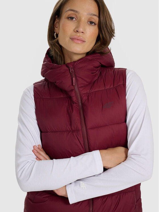 4F 4F Bezrękawnik MIDSHOP TEXTILE Bordowy Regular Fit