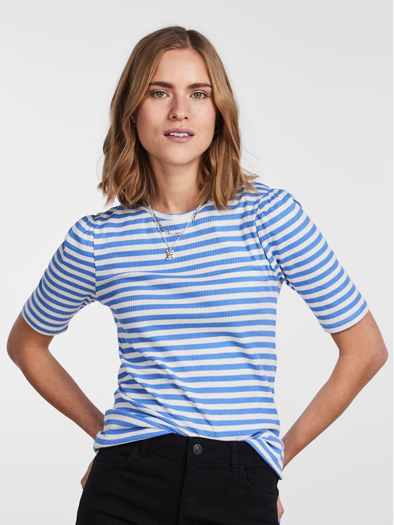 Pieces Majica 17133700 Modra Slim Fit