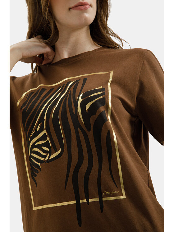 Cross Jeans Cross Jeans T-Shirt 56263-025 Brązowy