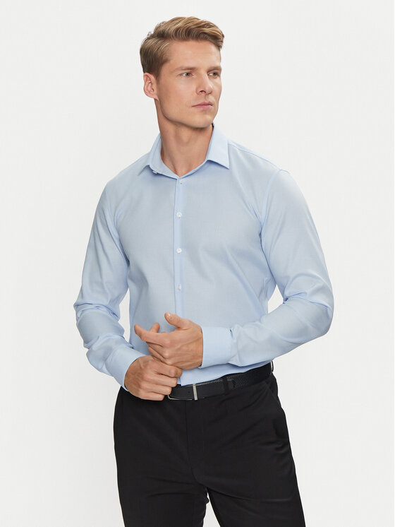 Calvin Klein Calvin Klein Ing Non Iron Tonal Strct Slim Shirt K10K113848 Kék Regular Fit