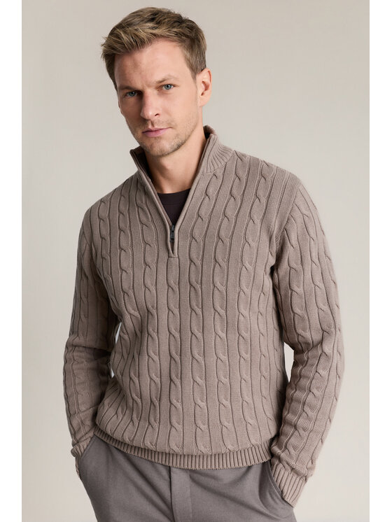 Lancerto Lancerto Sweter Joseph SW073226000003 Beżowy Regular Fit
